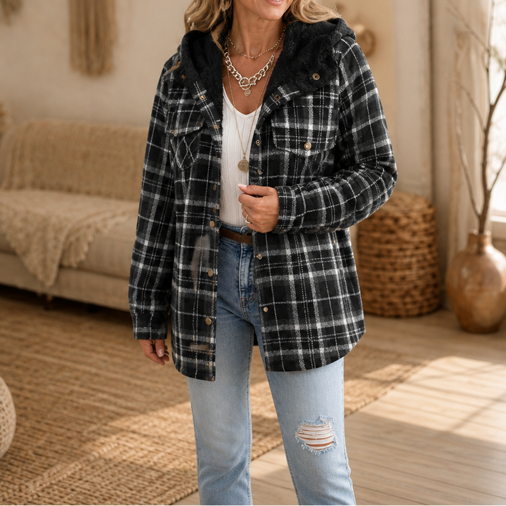 Huntlyn – Flanelowa kurtka shacket z podszewką sherpa