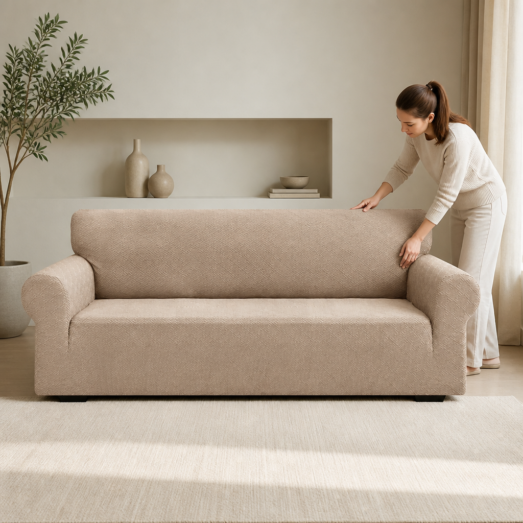 Snugfit – Teksturowana narzuta na sofę z tkaniny jacquard, antypoślizgowa