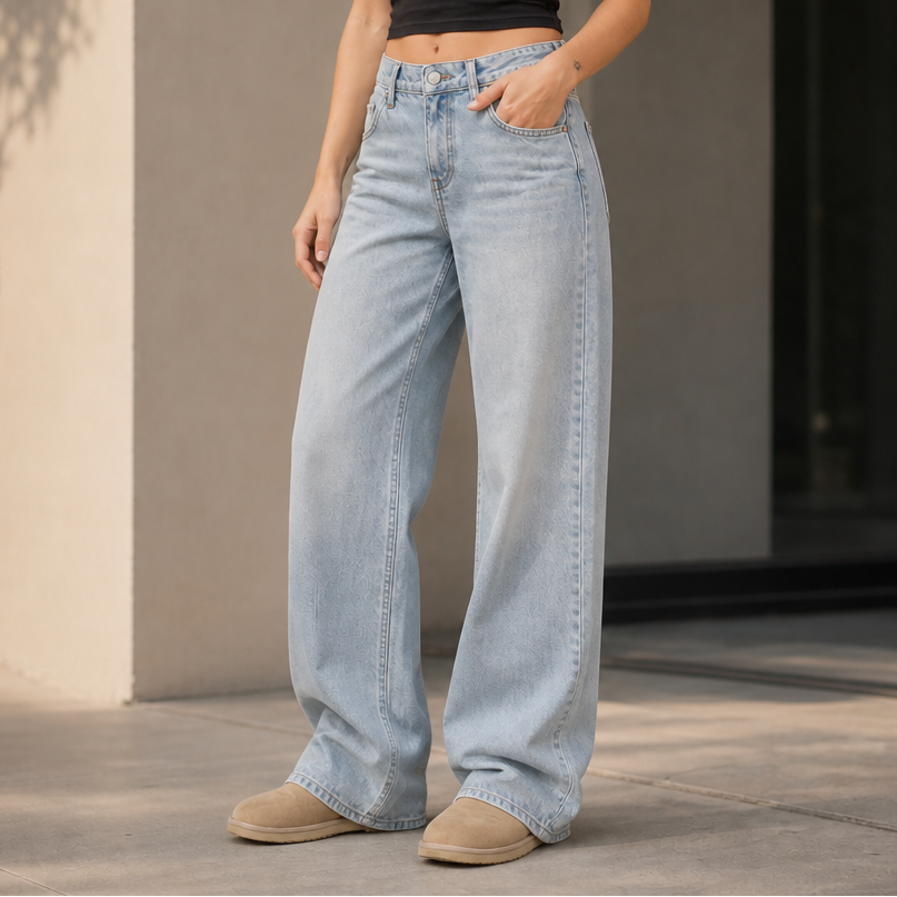 Longline Denim – Jeansy z wysokim stanem i szerokimi nogawkami