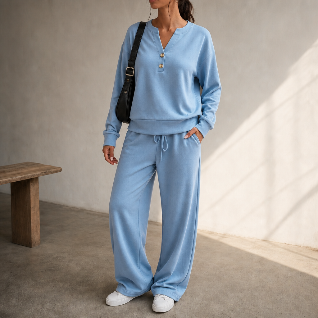 Wearlyn – Komplet dwu-elementowy z szerokimi nogawkami Henley