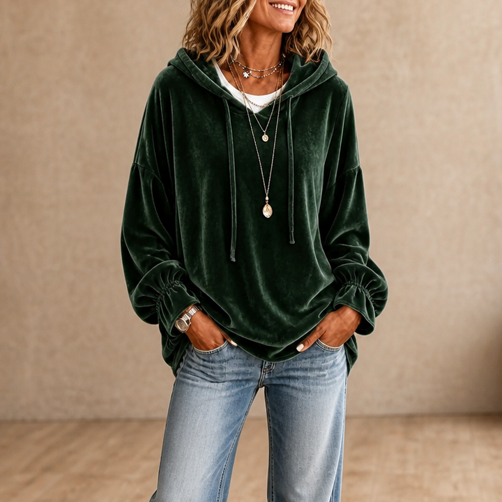 Wearbella – Luźna bluza z falbaniastymi mankietami z weluru