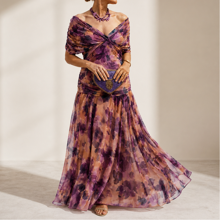 Veloura – Sukienka maxi w stylu syrenki z odkrytymi ramionami