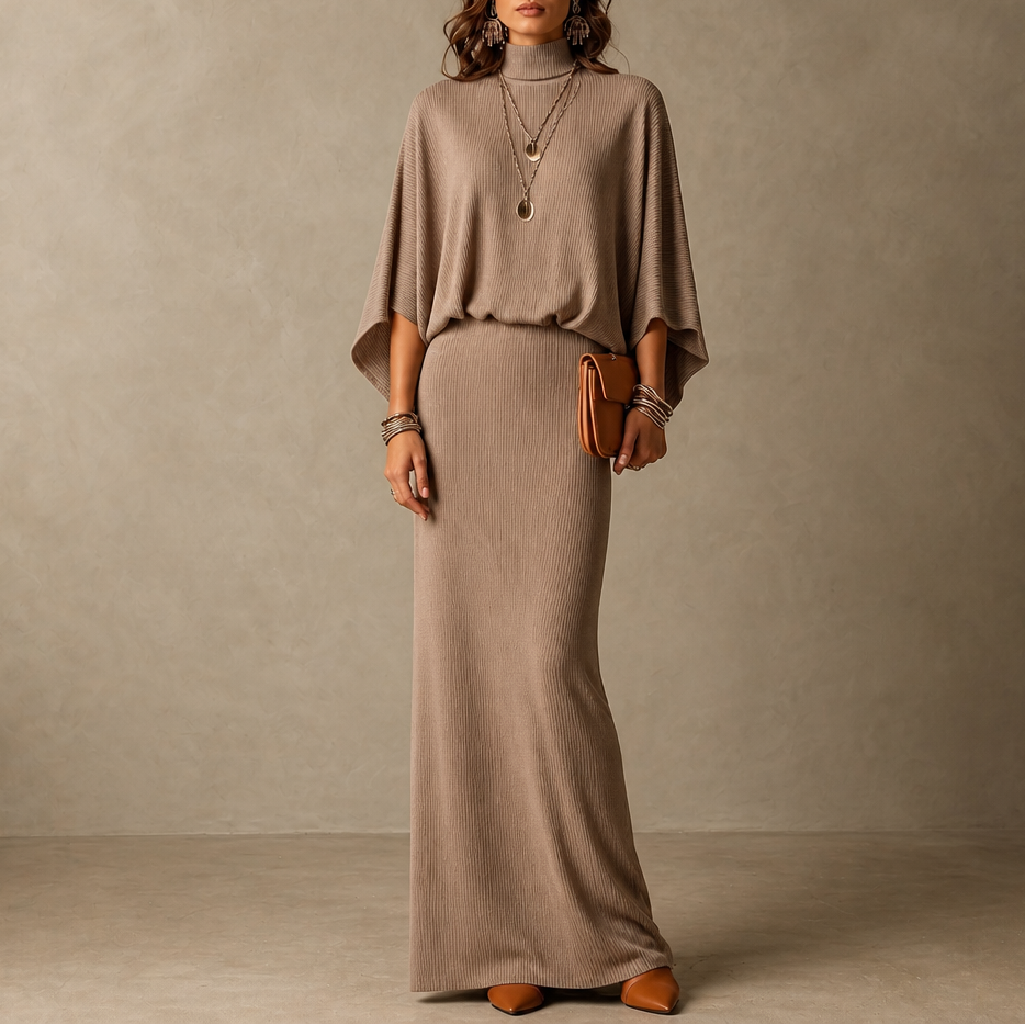 Wearbella – Zestaw z bluzką z rękawem nietoperza i długą spódnicą