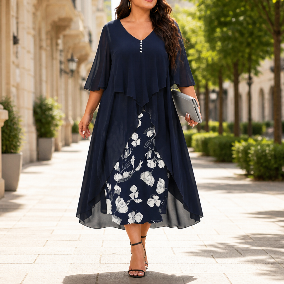 Wearbella – Sukienka z asymetrycznym dołem z chifonu w stylu faux dwuczęściowym