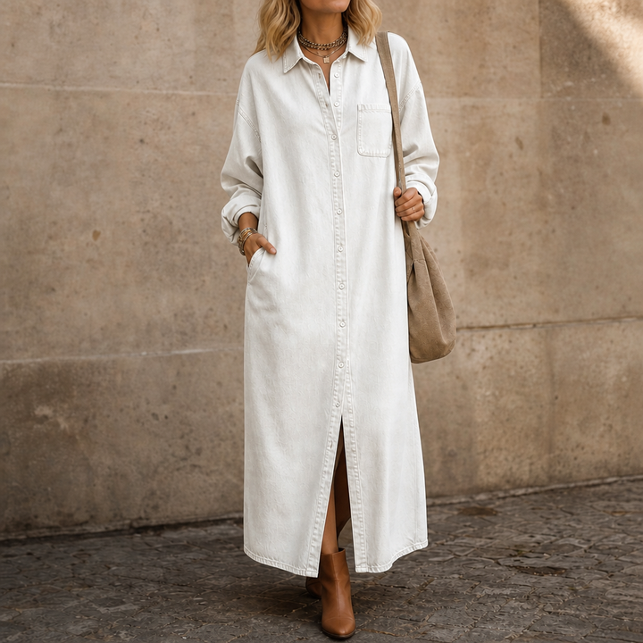 Wearlyn – Sukienka koszulowa z przodu na guziki w stylu dżinsowym