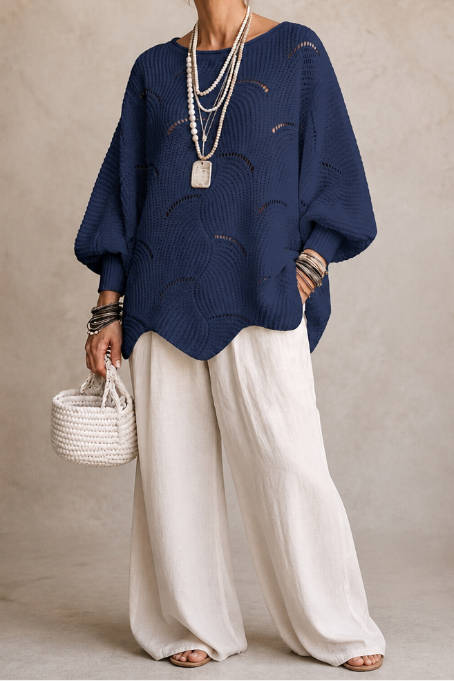 Wearbella – Sweter z Hollow Wave i rękawem Batwing