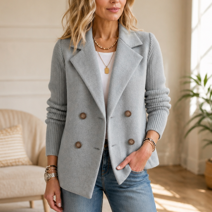 Wearbella – Żakiet podwójnie zapinany z dzianinowymi rękawami