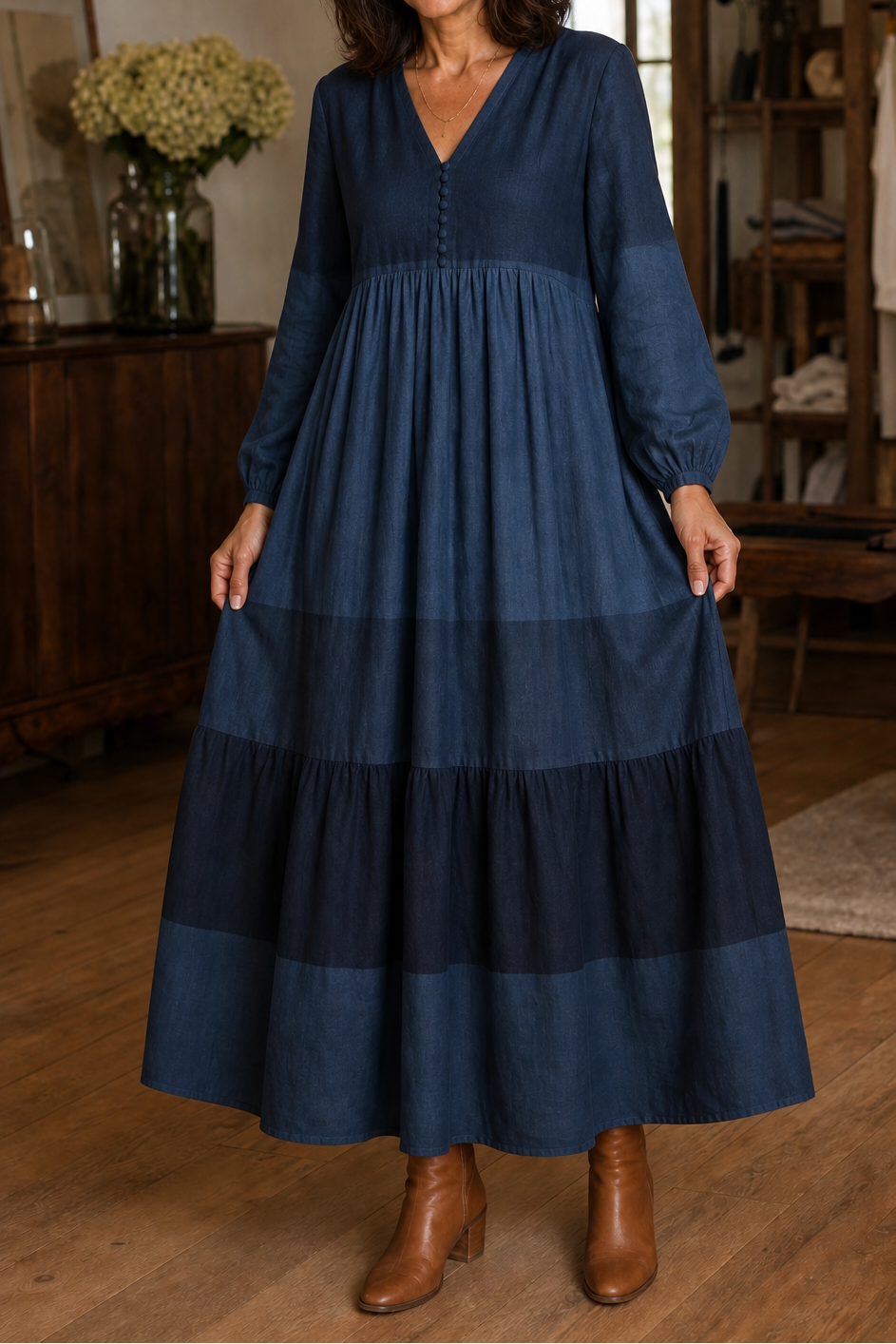 Wearbella – Luźna sukienka maxi z dekoltem w serek