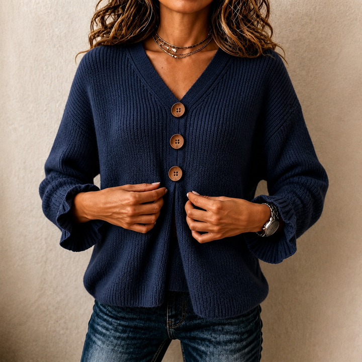 Vessa – Sweter z dzianiny z dekoltem w serek