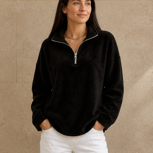 Cozyline – Bluza z obniżonymi ramionami i zamkiem 1/4