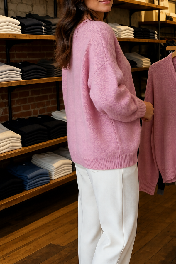 Softline – Sweter z dekoltem w serek i prążkowanym wykończeniem