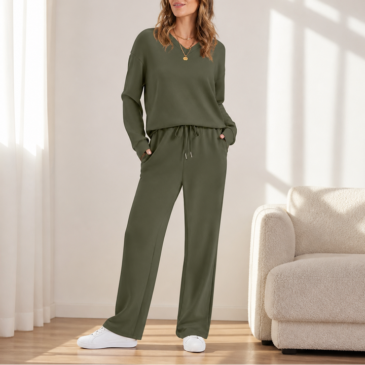 Draperie – Zestaw dresowy z dzianiny z pionowymi szwami