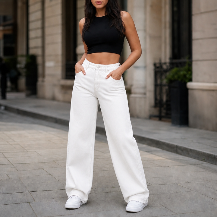 Vela Denim – Jeansy o wysokim stanie i prostych nogawkach