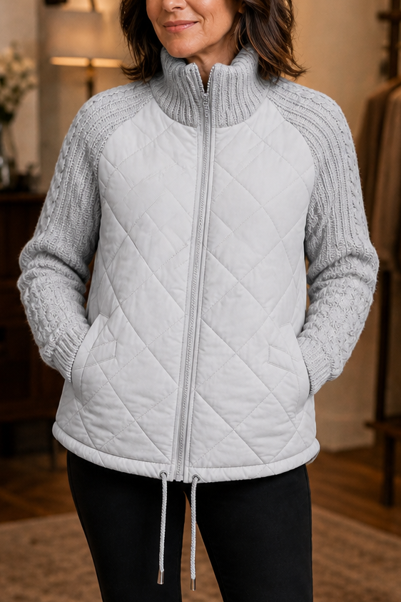 Knitpuff – Kurtka Puchowa z Dzianinowymi Panelami