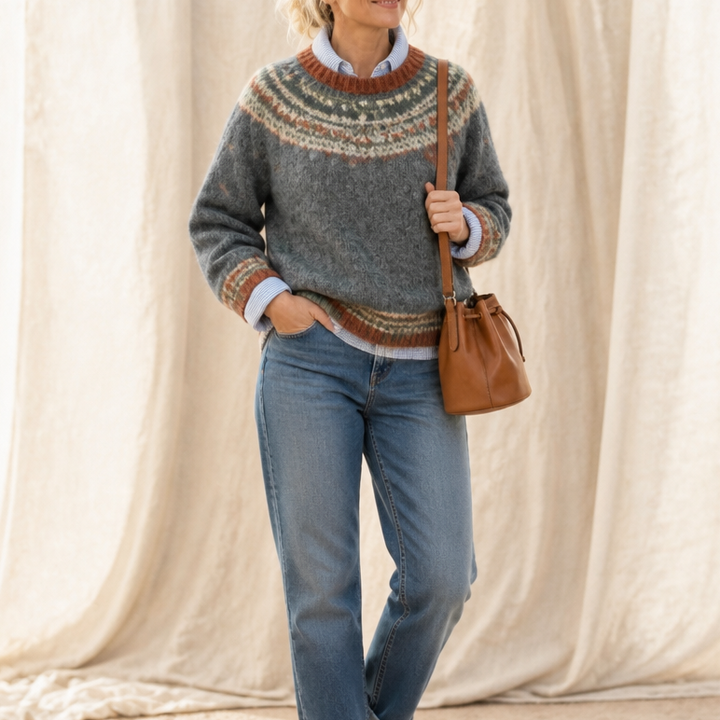 Mayfair Isle – Sweter z okrągłym dekoltem i wzorem Fair Isle