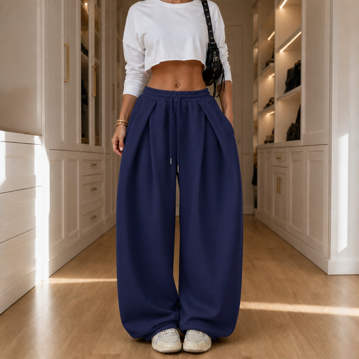 Wearbella – Spodnie dresowe z wysokim stanem i szerokimi nogawkami