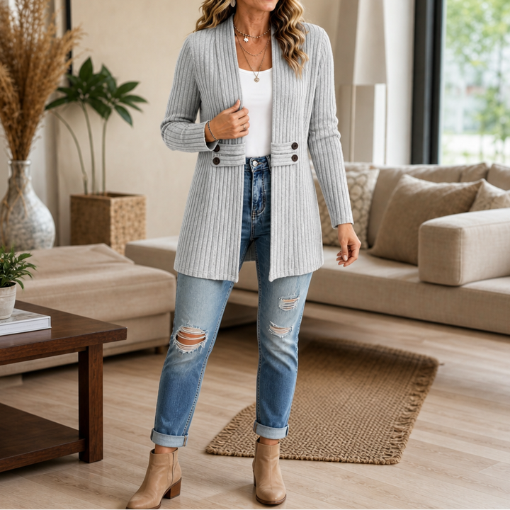 Wearbella – Kardigan z prążkowanej dzianiny z otwartym przodem