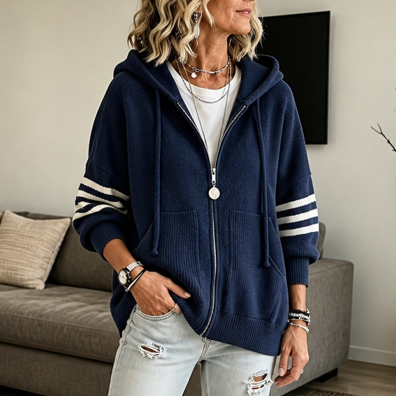 Wearbella – Bluza z kapturem z opadającymi ramionami i zamkiem błyskawicznym