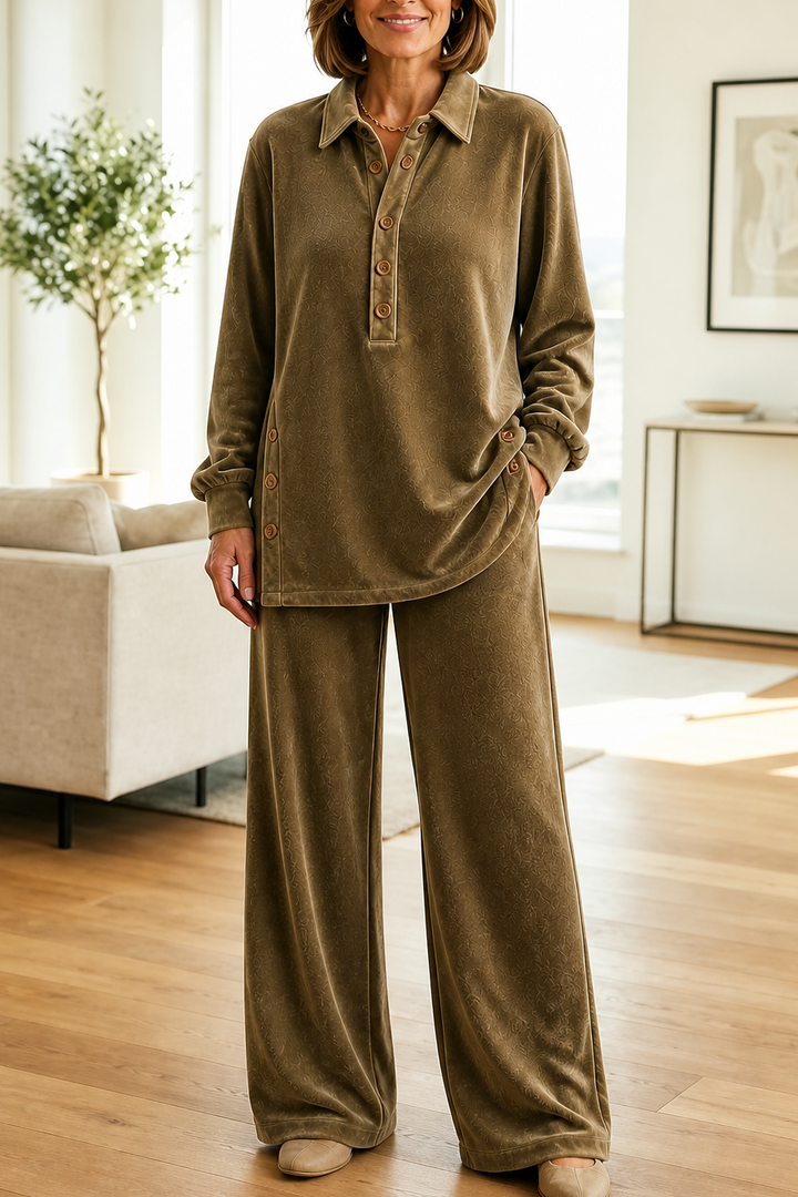 Velvetta – Oversized Zestaw Lounge z Weluru w Dwu Częściach