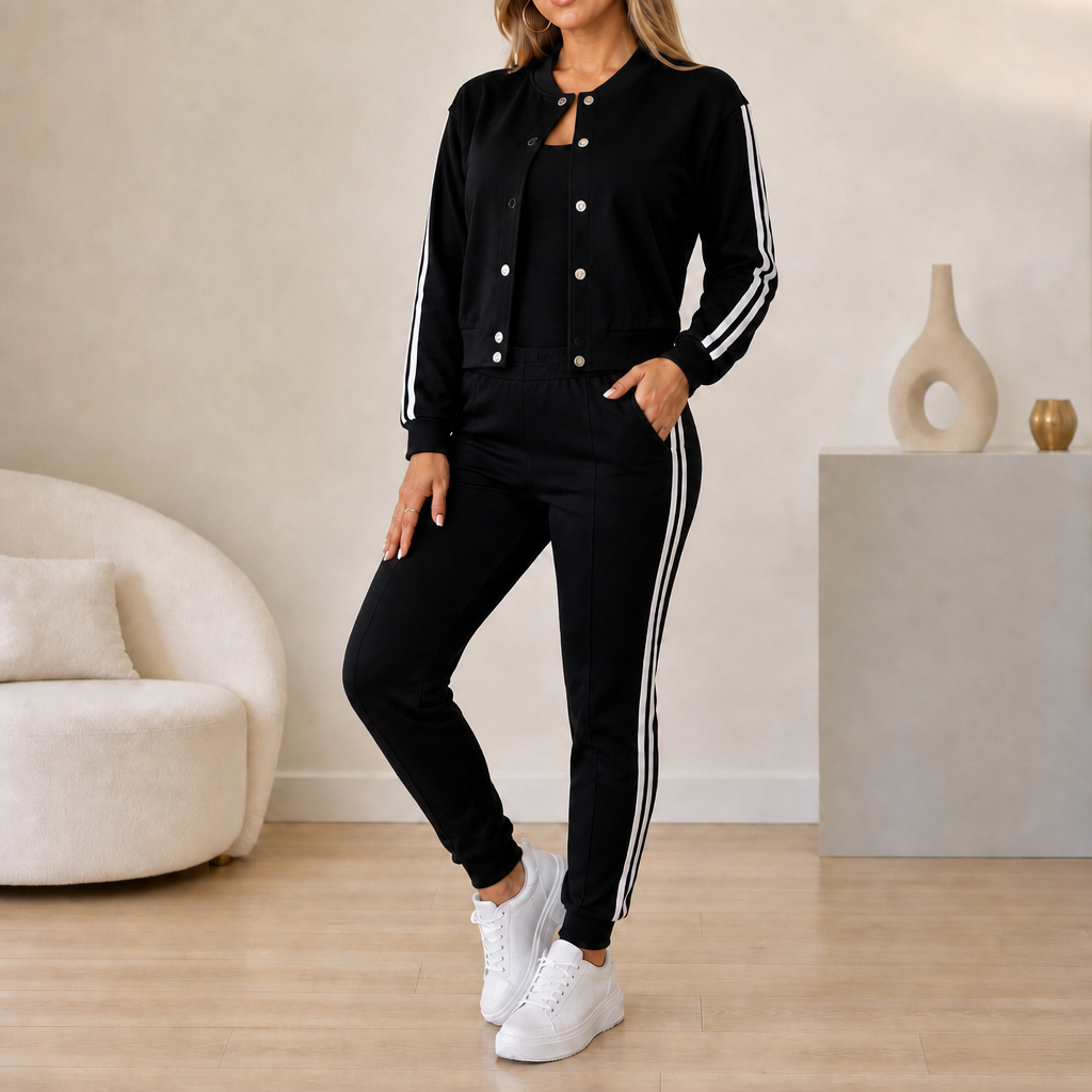 Wearbella – Zestaw 3-częściowy: Krótka kurtka, top i spodnie dresowe