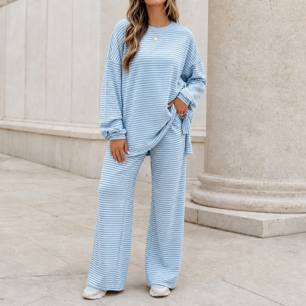 Stripe &amp; Ease – Striped Pullover i Szerokie Spodnie