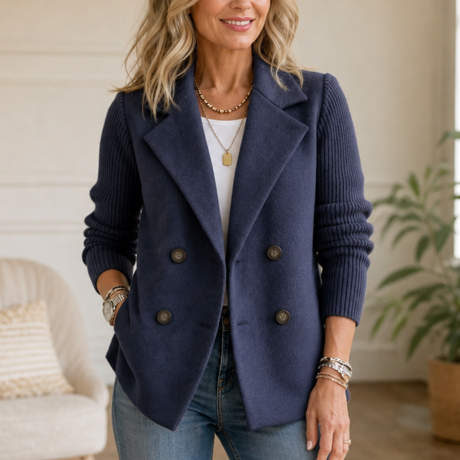 Wearbella – Żakiet podwójnie zapinany z dzianinowymi rękawami