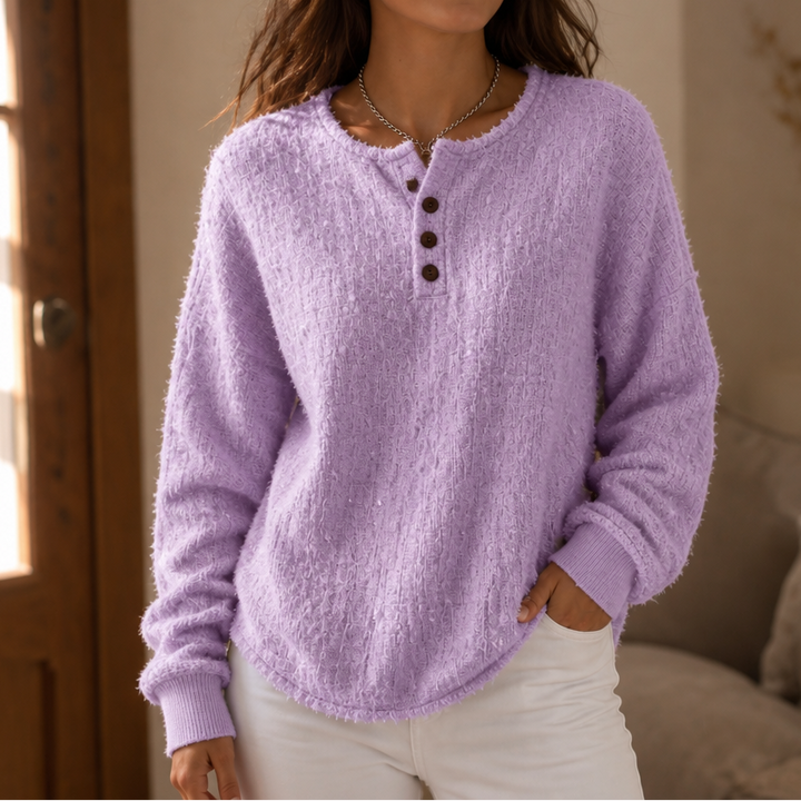 Autumbre – Gruby Sweter Henley z Guzikami