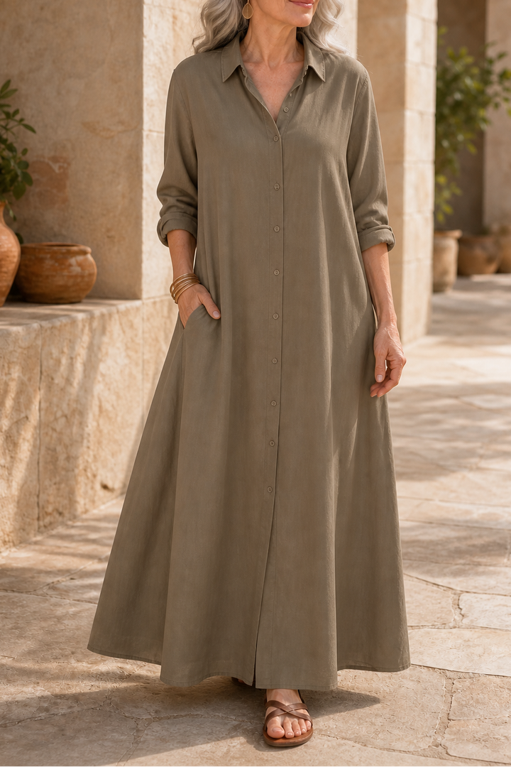 Wearbella – Oversized Bawełnowo-Lnianą Sukienka Maxi