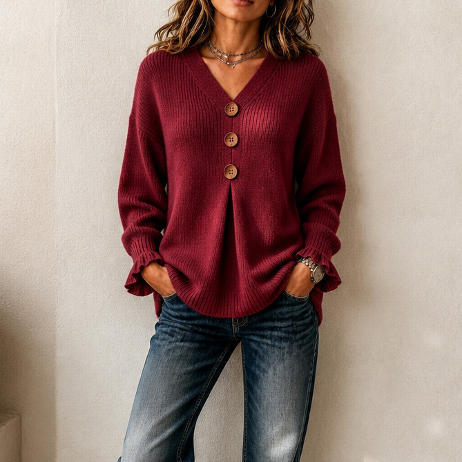 Vessa – Sweter z dzianiny z dekoltem w serek