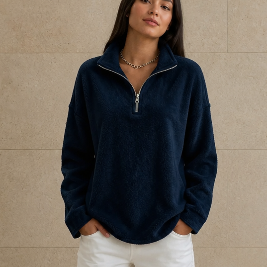 Cozyline – Bluza z obniżonymi ramionami i zamkiem 1/4