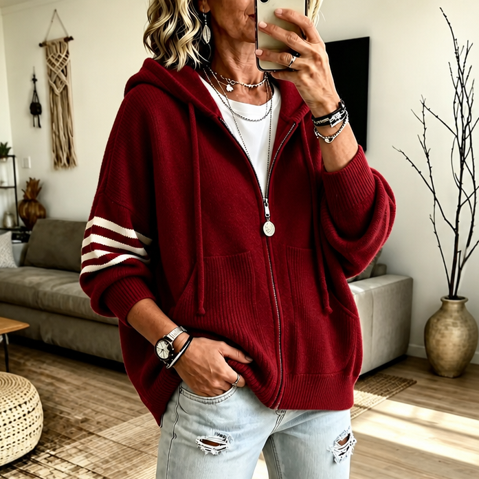 Wearbella – Bluza z kapturem z opadającymi ramionami i zamkiem błyskawicznym