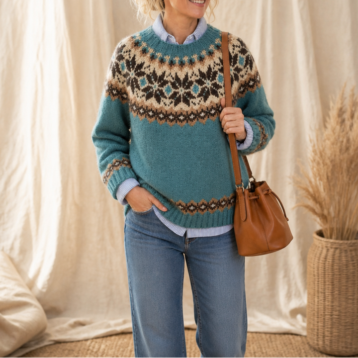 Mayfair Isle – Sweter z okrągłym dekoltem i wzorem Fair Isle