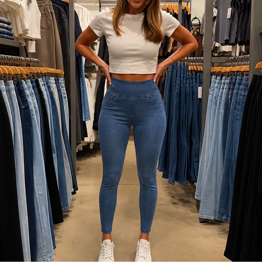 Wearbella – Jegginsy z wysokim stanem w stylu dżinsowym