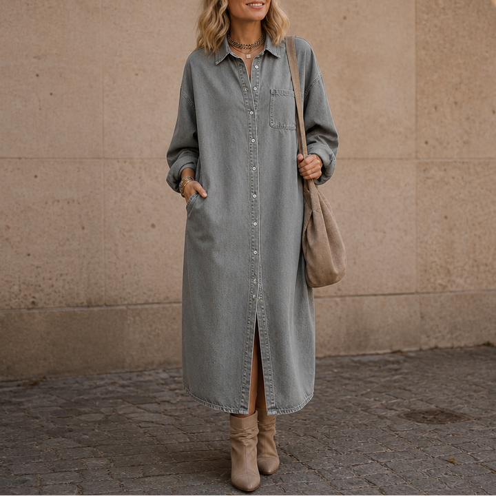 Wearlyn – Sukienka koszulowa z przodu na guziki w stylu dżinsowym