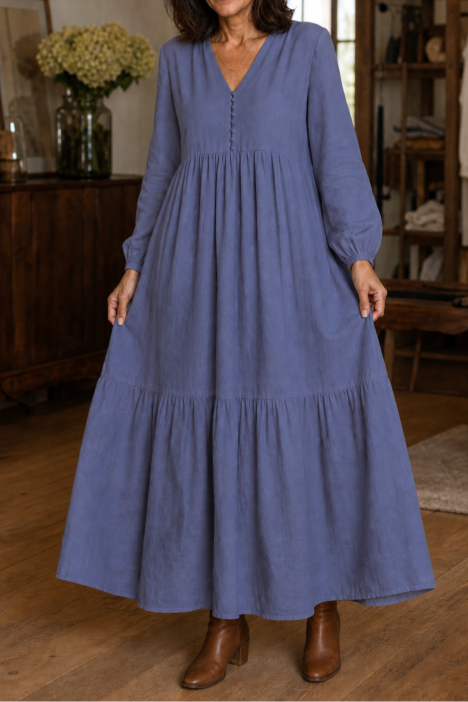 Wearbella – Luźna sukienka maxi z dekoltem w serek