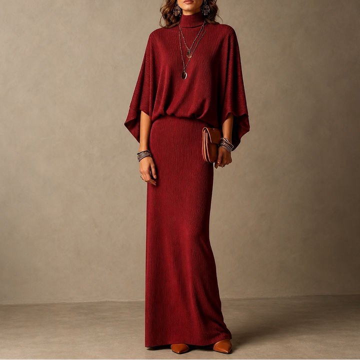 Wearbella – Zestaw z bluzką z rękawem nietoperza i długą spódnicą