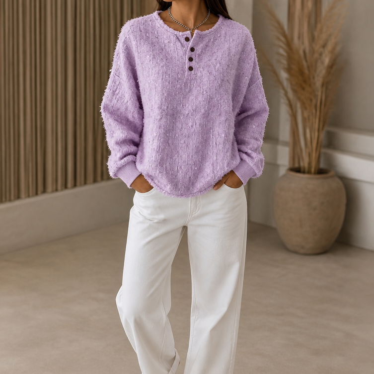 Marlwick – Sweter Henley z Grubej Dzianiny