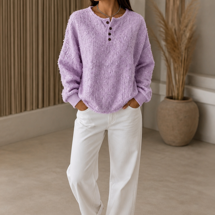 Marlwick – Sweter Henley z Grubej Dzianiny