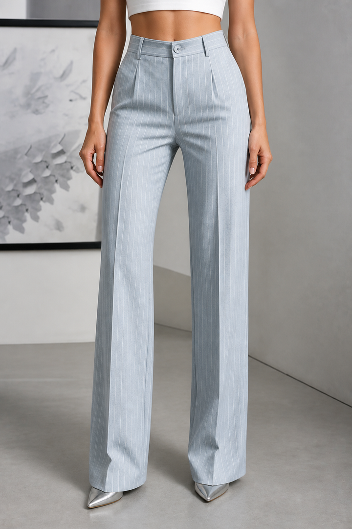Longline – Spodnie w paski w stylu high-waist z szerokimi nogawkami