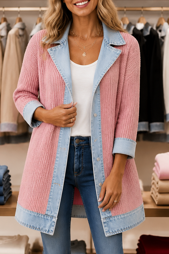Wearbella – Płaszcz dzianinowy w stylu denimu