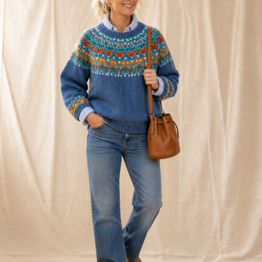 Mayfair Isle – Sweter z okrągłym dekoltem i wzorem Fair Isle