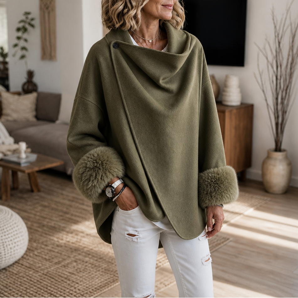Wearbella – Kurtka asymetryczna z futrzanymi mankietami