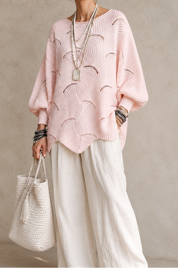 Wearbella – Sweter z Hollow Wave i rękawem Batwing