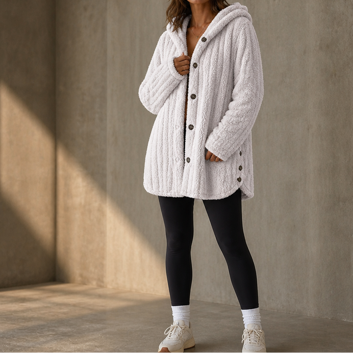 Wearbella – Kardigan z kapturem i guzikami, gruby splot