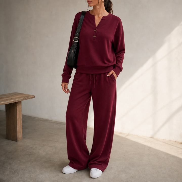 Wearlyn – Komplet dwu-elementowy z szerokimi nogawkami Henley