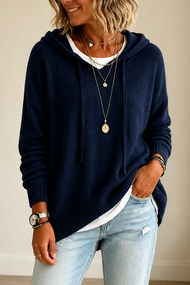 Wearbella – Oversized Sweter z Kapturem na Sznurku
