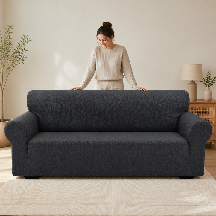 Snugfit – Teksturowana narzuta na sofę z tkaniny jacquard, antypoślizgowa