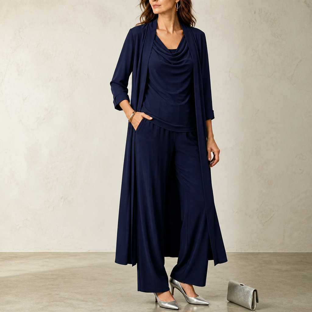 Wearbella – Zestaw kardiganu z kołnierzem i spodniami o szerokich nogawkach