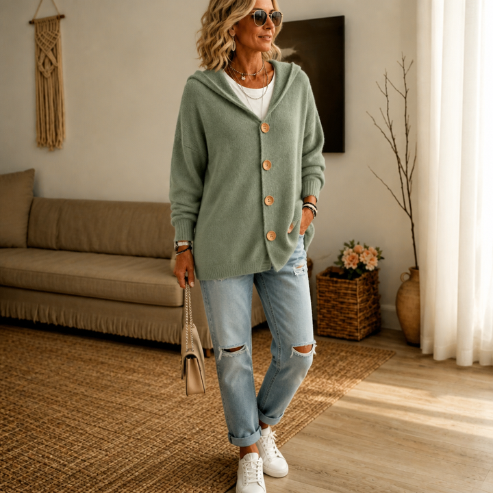 Wearbella – Kardigan z kapturem i guzikiem z przodu