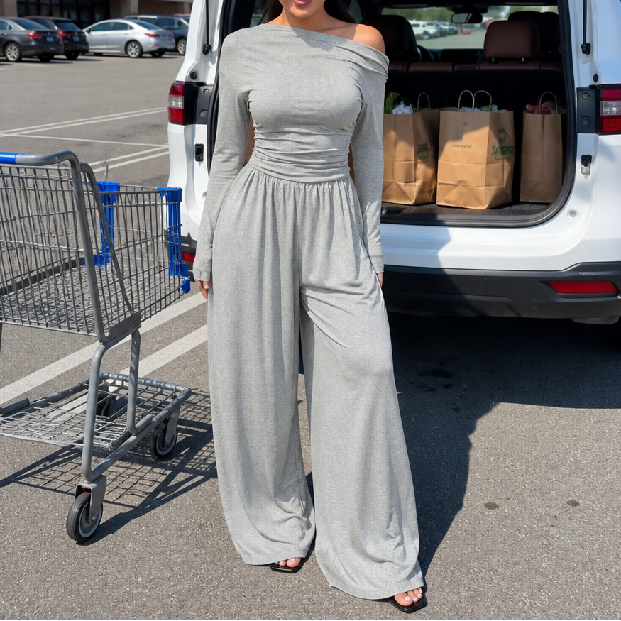 Wearbella – Kombinezon z odkrytymi ramionami i szerokimi nogawkami